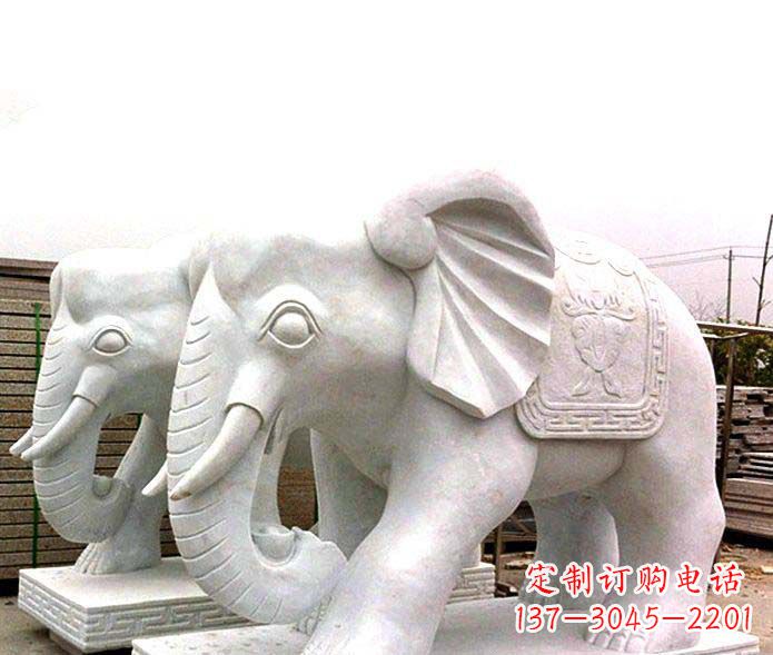 济南精致细腻的大象石雕景观雕塑