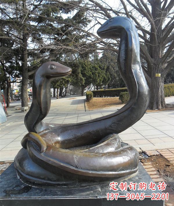 济南公园景观动物蛇铜雕