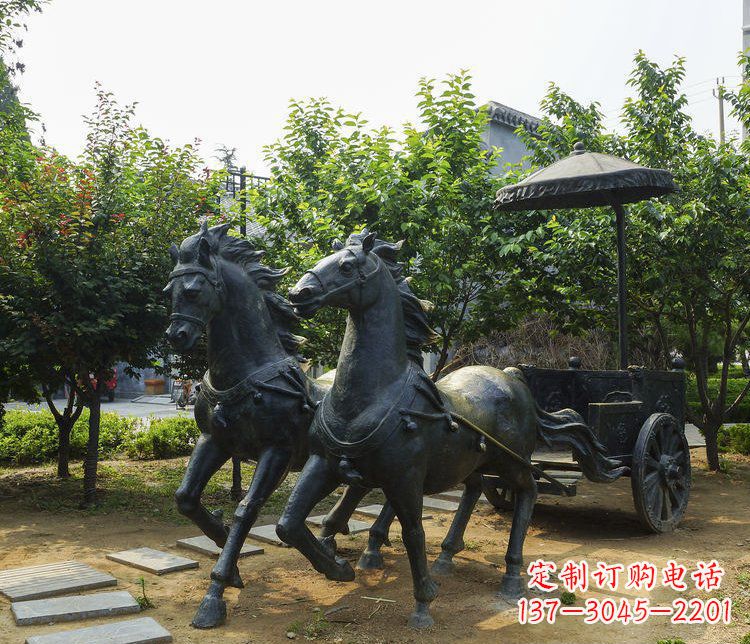 济南公园景观古代马车铜雕
