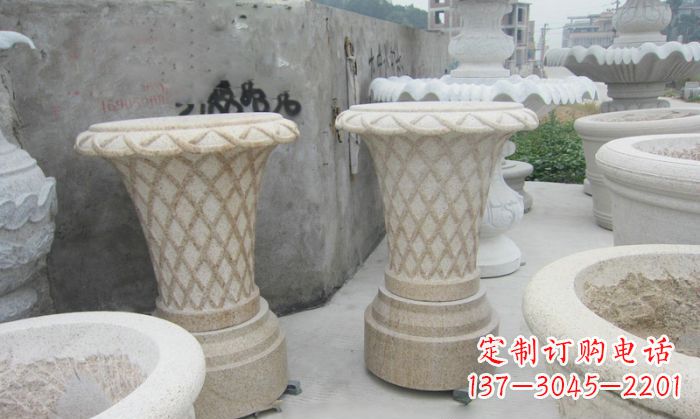 济南公园景观花篮式花盆石雕