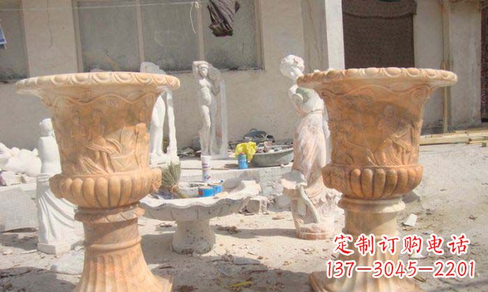 济南红花盆石雕艺术雕塑