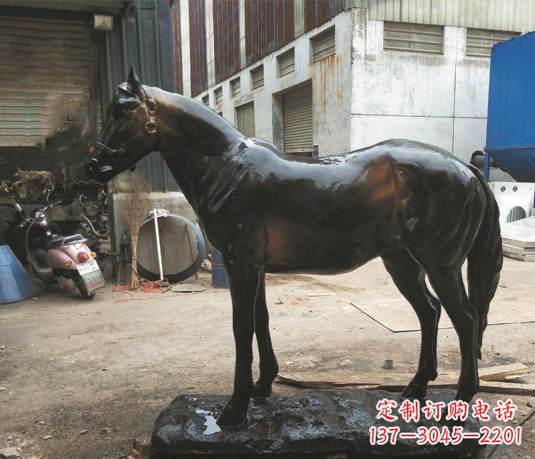 济南公园骏马动物玻璃钢仿铜摆件