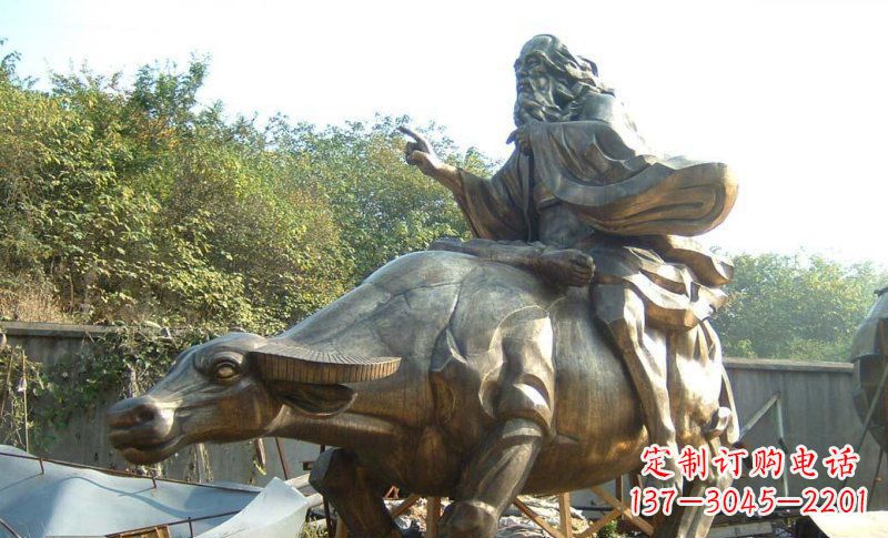 济南中领雕塑艺术精美大型老子骑牛景观雕塑