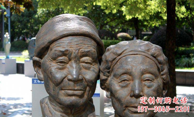 济南老年夫妻头像铜雕