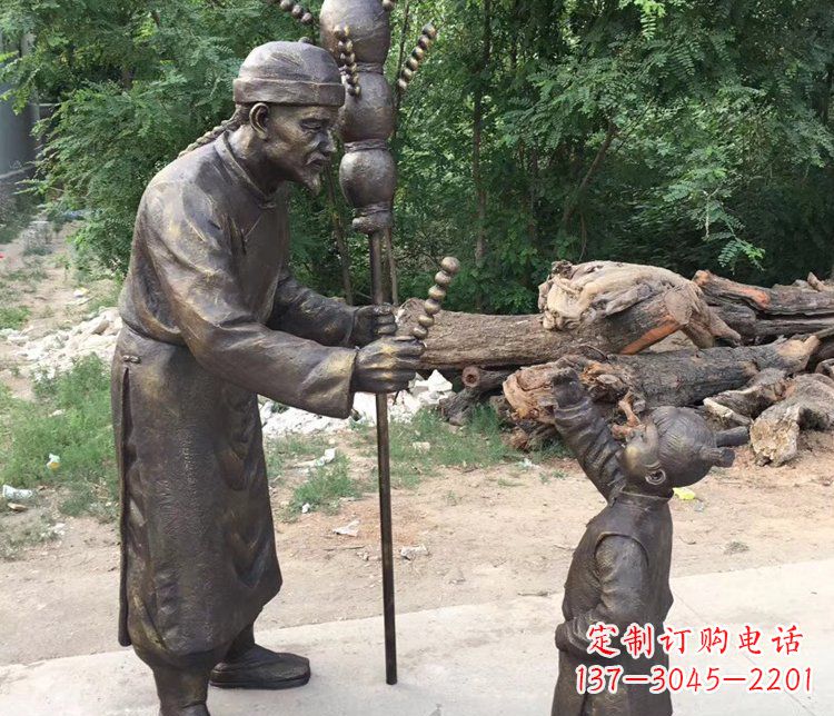 济南温馨传情,情意绵绵——铜质葫芦雕塑