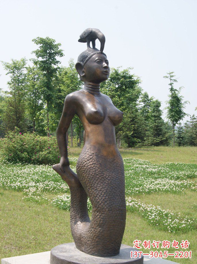 济南精美美人鱼铜雕塑