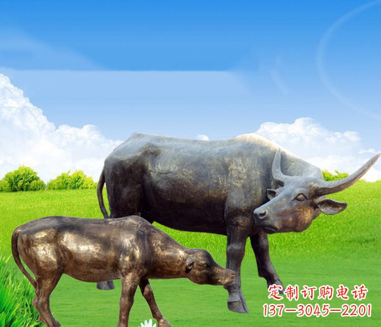 济南 传统文化风格母子黄牛铜雕塑