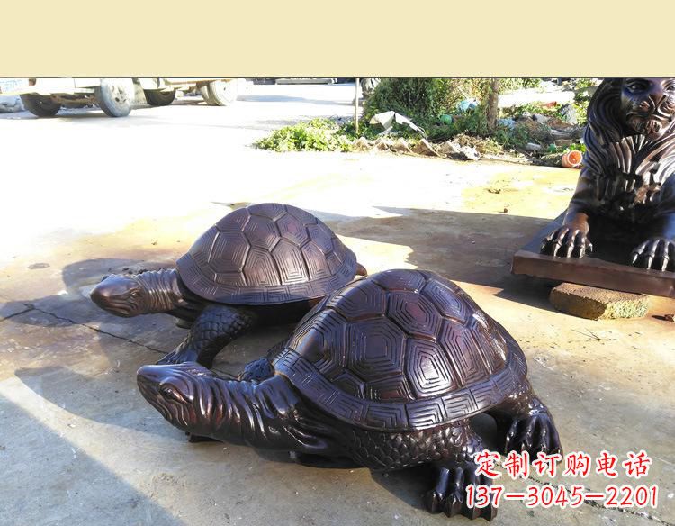 济南公园母子乌龟铜雕