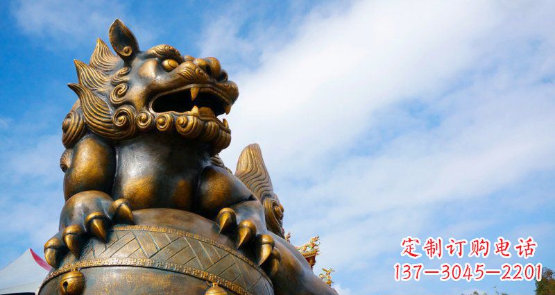 济南大型铜雕狮子景观装置