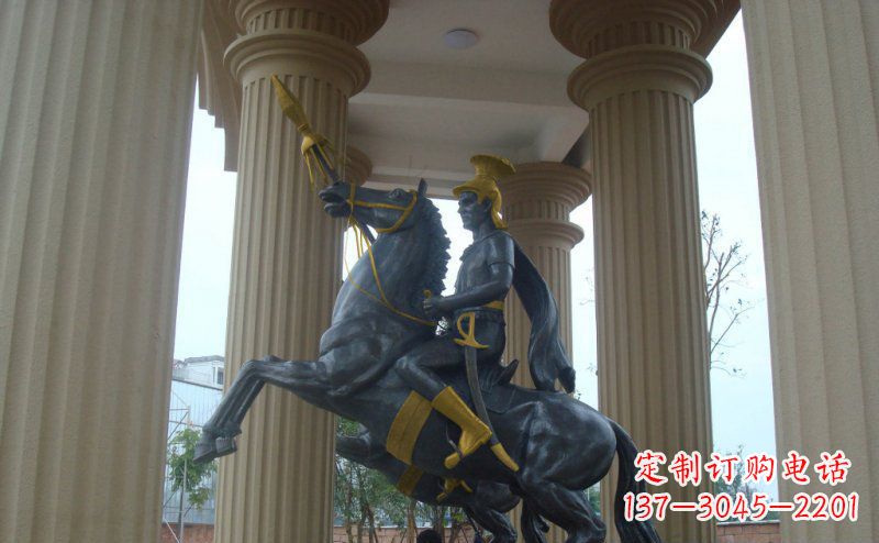 济南公园骑马的罗马士兵人物铜雕