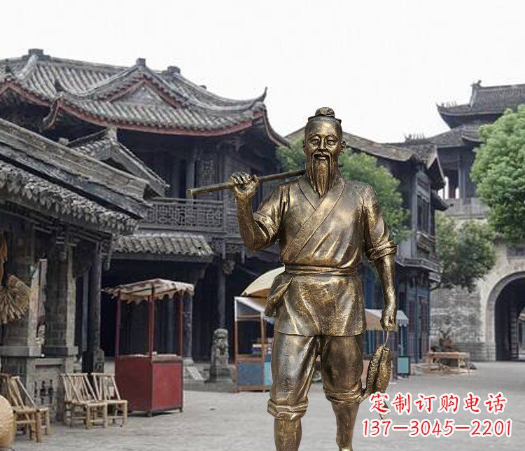 济南中领雕塑典雅渔夫铜雕