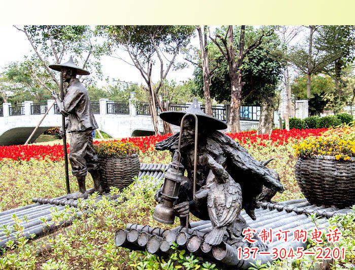 济南把渔民的生活经历融入雕塑——公园人物渔夫铜雕塑