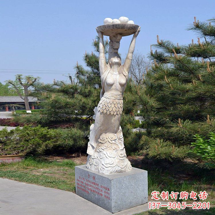 济南公园神话人物女娲石雕雕塑