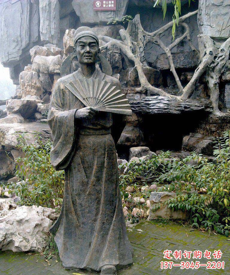 济南公园诗人杜甫古代人物铜雕