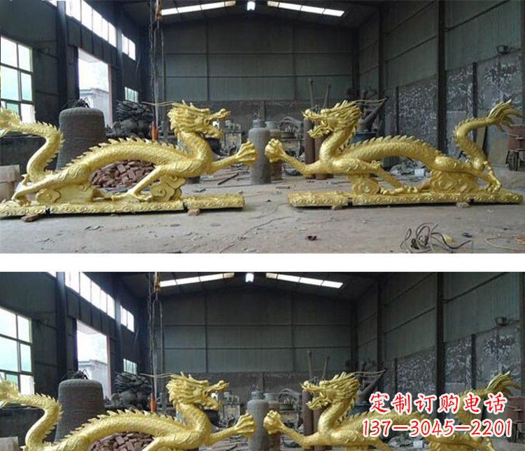 济南古典传统双龙戏珠铜雕塑