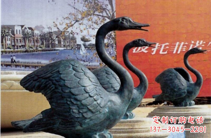 济南真实雅致的天鹅铜雕