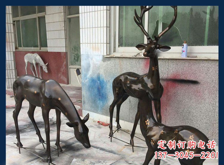 济南公园铜雕梅花鹿动物雕塑