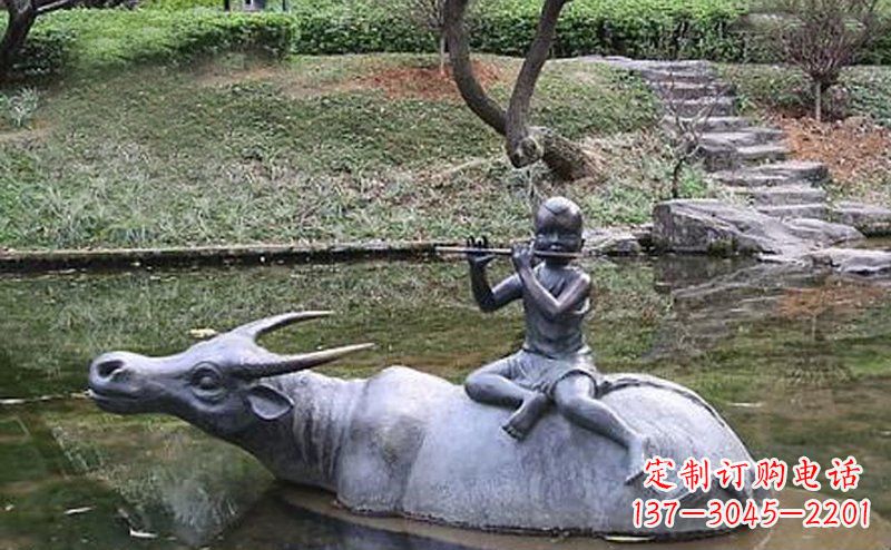 济南草原上的牧童铜雕