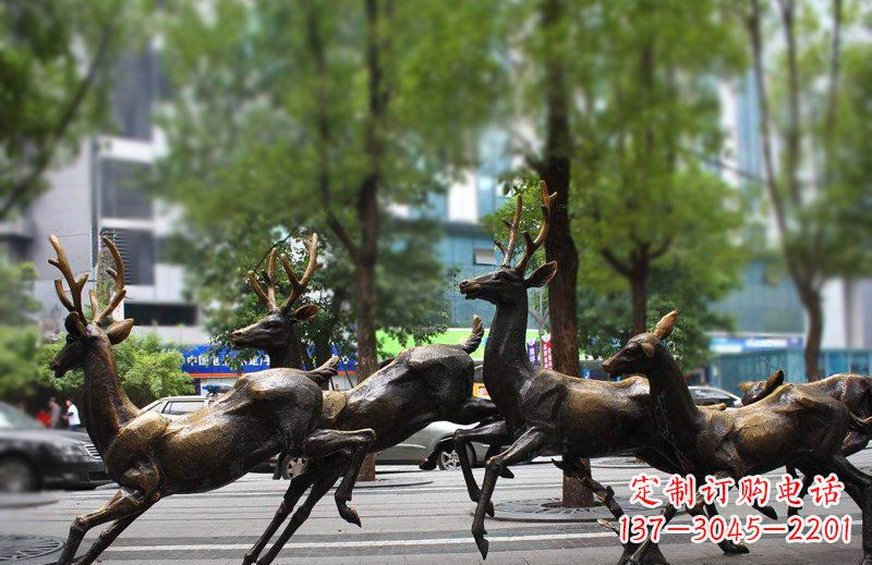 济南艺术精美的铜雕群鹿动物雕塑