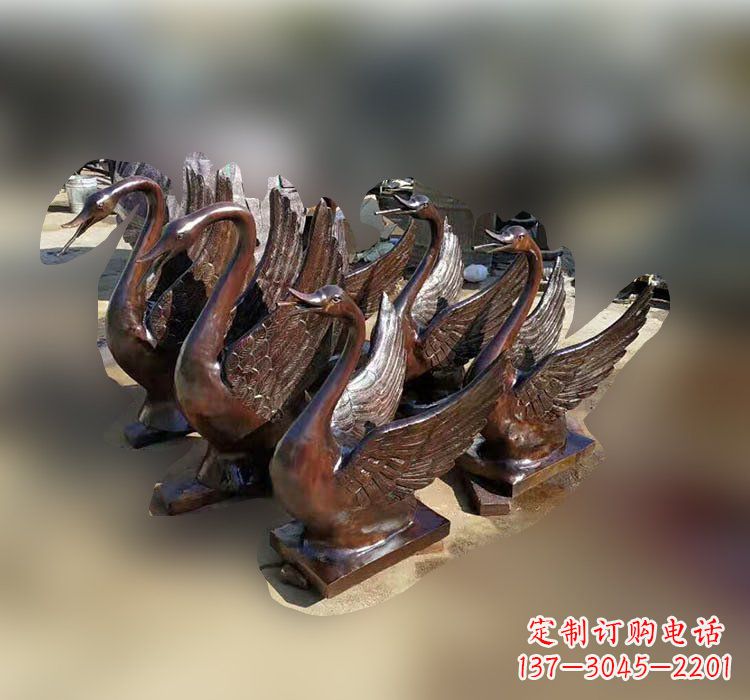 济南优雅美丽的铜雕天鹅塑料