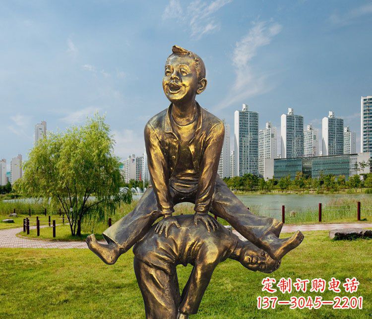 济南中领雕塑铜质经典跳马蹲人雕塑