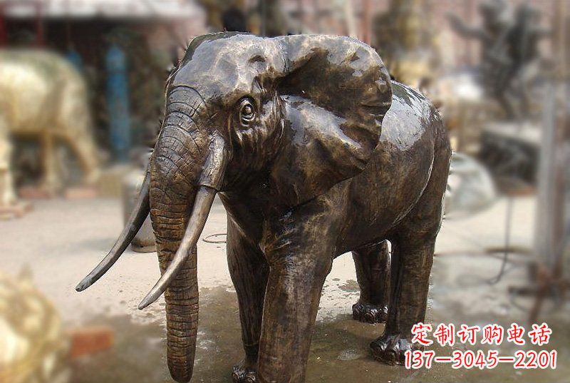 济南优雅而典雅的铜质大象雕塑