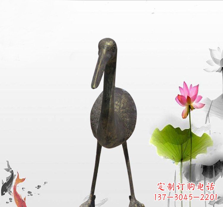 济南公园铜雕仙鹤动物雕塑