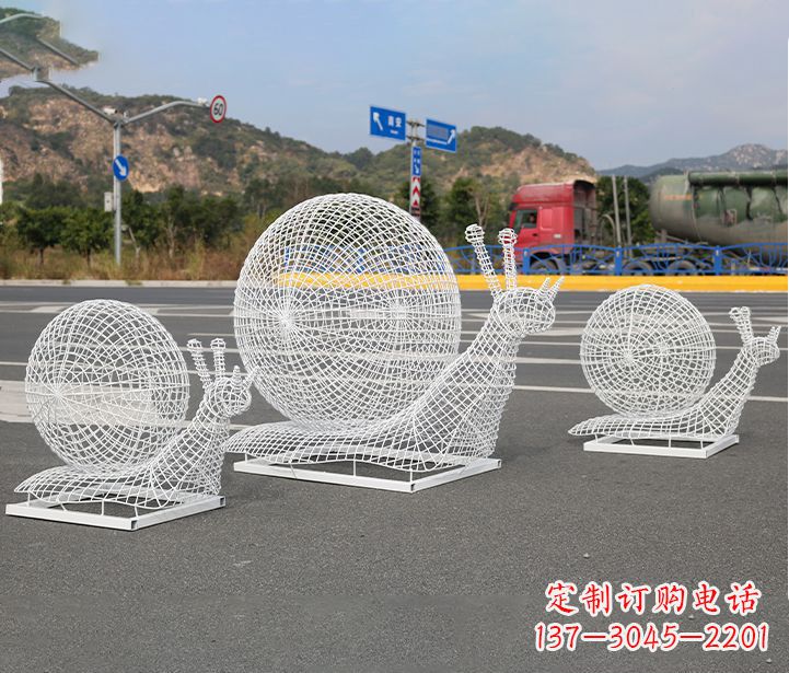 济南公园蜗牛镂空不锈钢雕塑