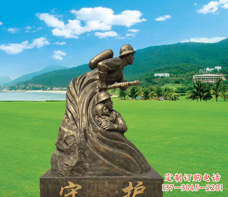 济南弘扬消防文化的消防员雕塑