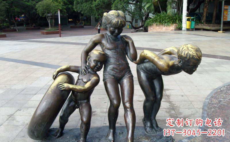 济南公园小孩小品铜雕