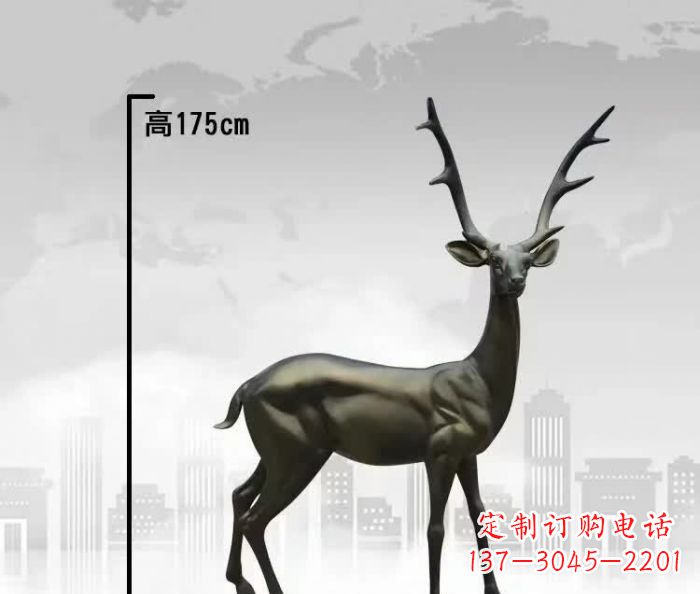 济南精致优雅的铜制公园小鹿雕塑