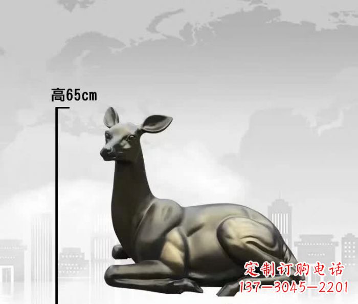 济南公园小鹿铜雕 (4)