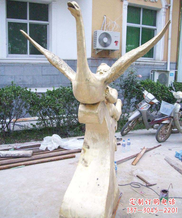 济南孩子与天鹅·梦幻铜雕