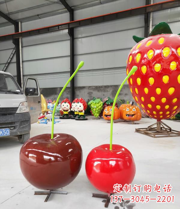 济南领雕塑玻璃钢仿真樱桃水果雕塑