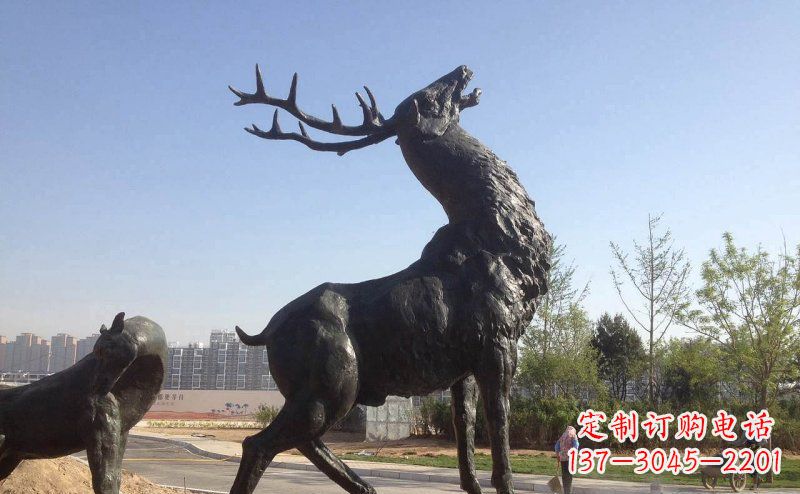 济南驯鹿精美铜雕