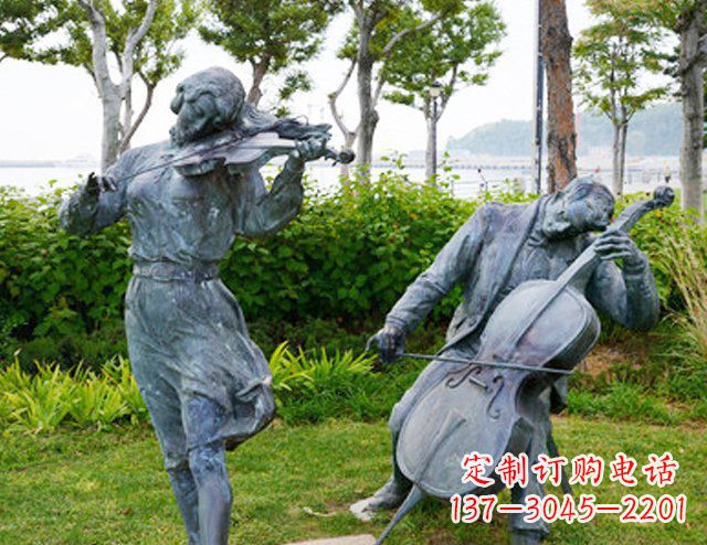 济南双面演奏大提琴&小提琴铜雕塑