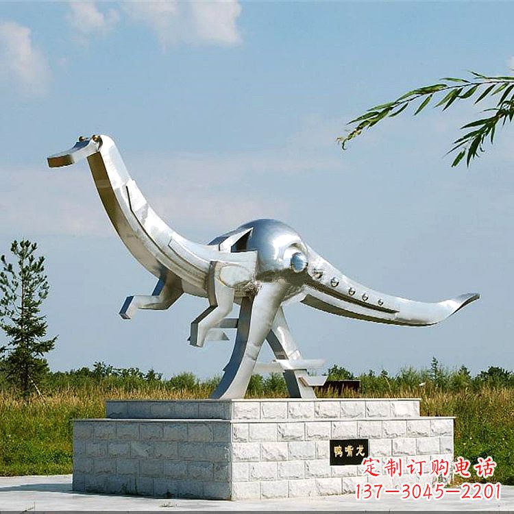 济南公园园林不锈钢鸭嘴龙动物景观雕塑