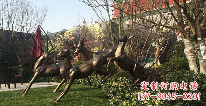 济南公园铸铜小鹿动物铜雕 (3)