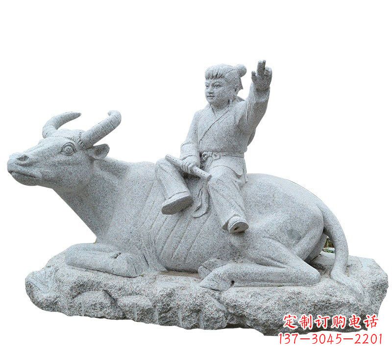 济南牧童牛石雕塑,实现公园优雅美观