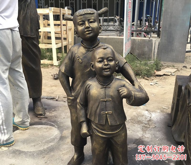 济南中领雕塑纯手工古典儿童铜雕