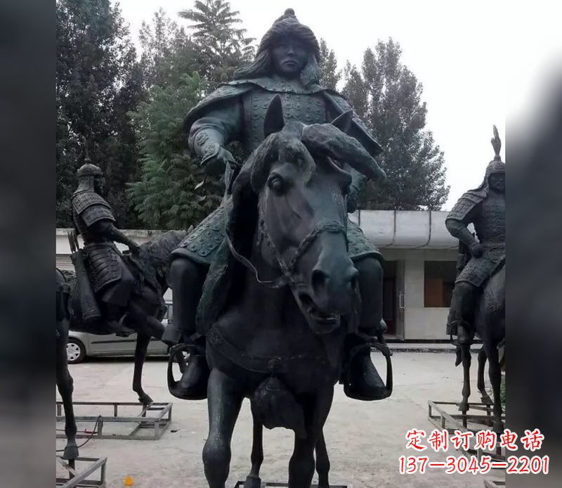 济南英姿飒爽古代将军骑马铜雕
