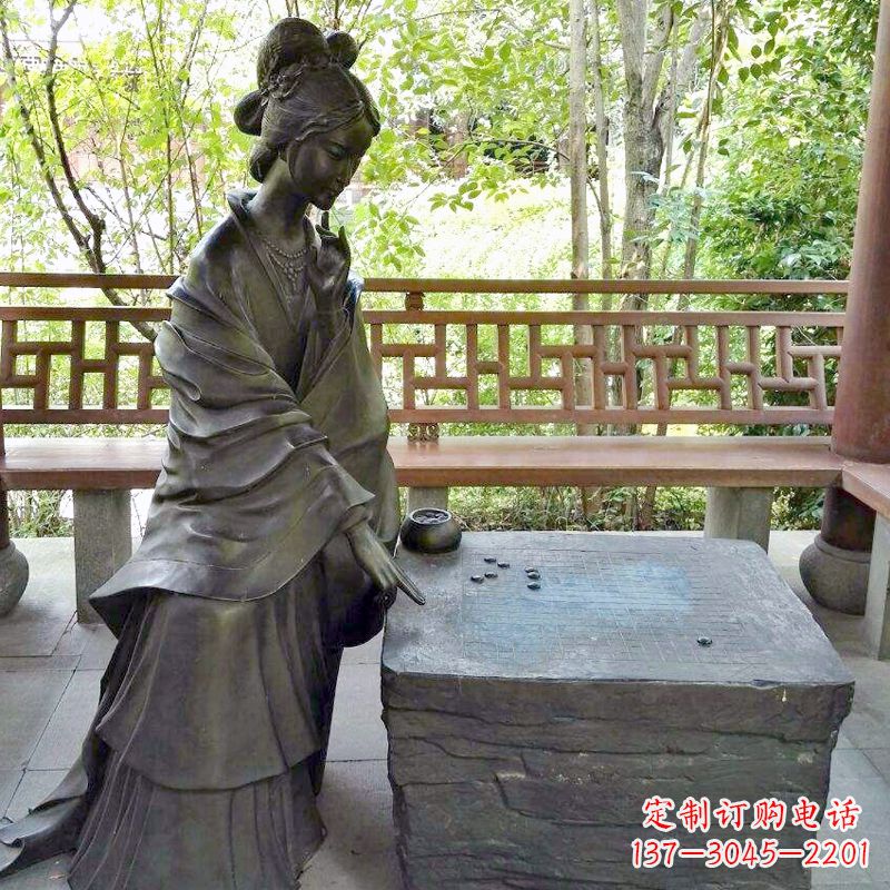 济南古代美女西施下棋情景雕塑