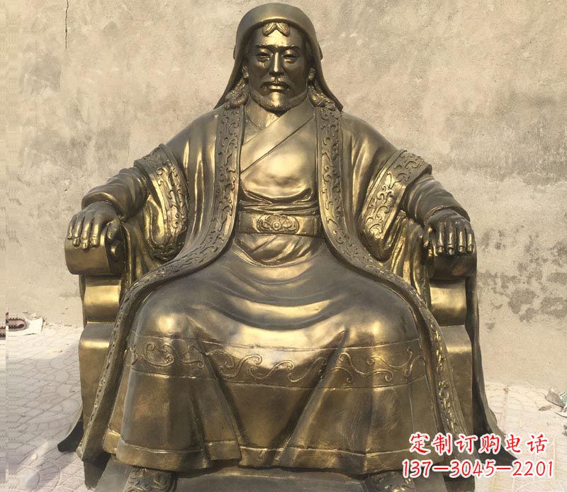 济南古代名人成吉思汗铜雕