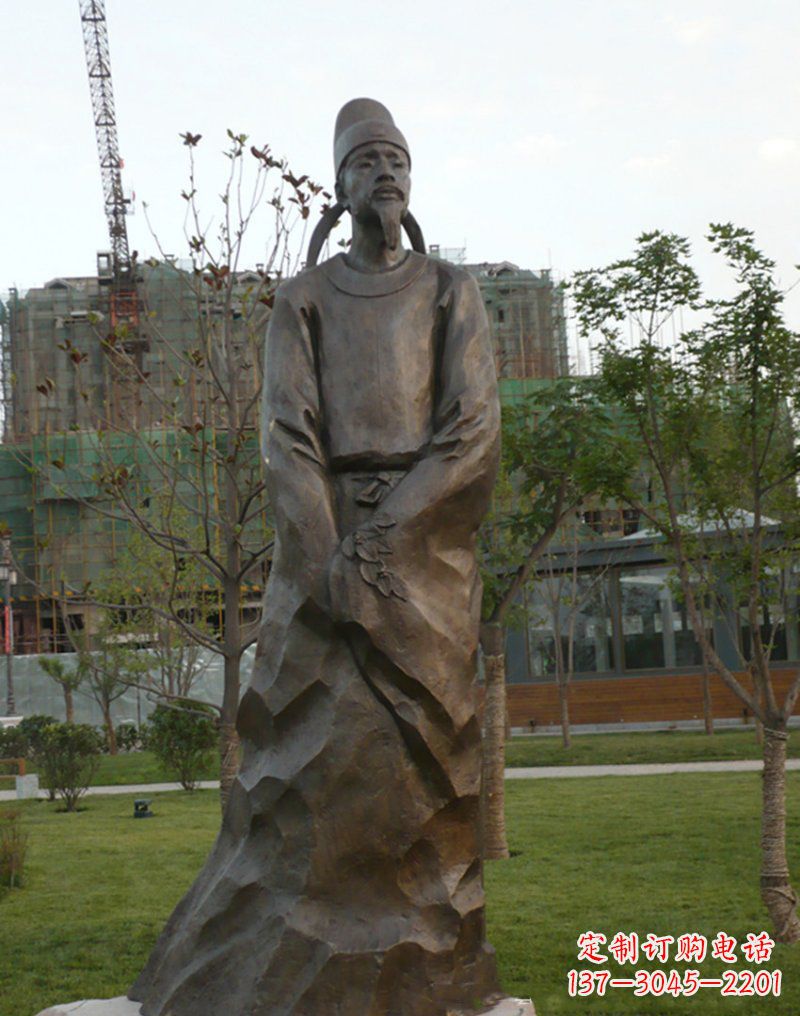 济南古代名人李白铜雕