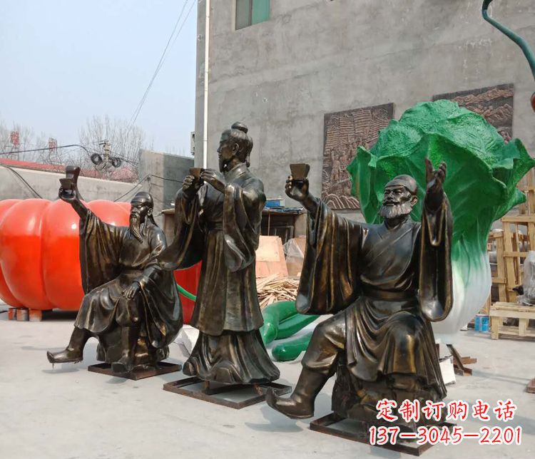 济南古代名人刘关张三结义铜雕