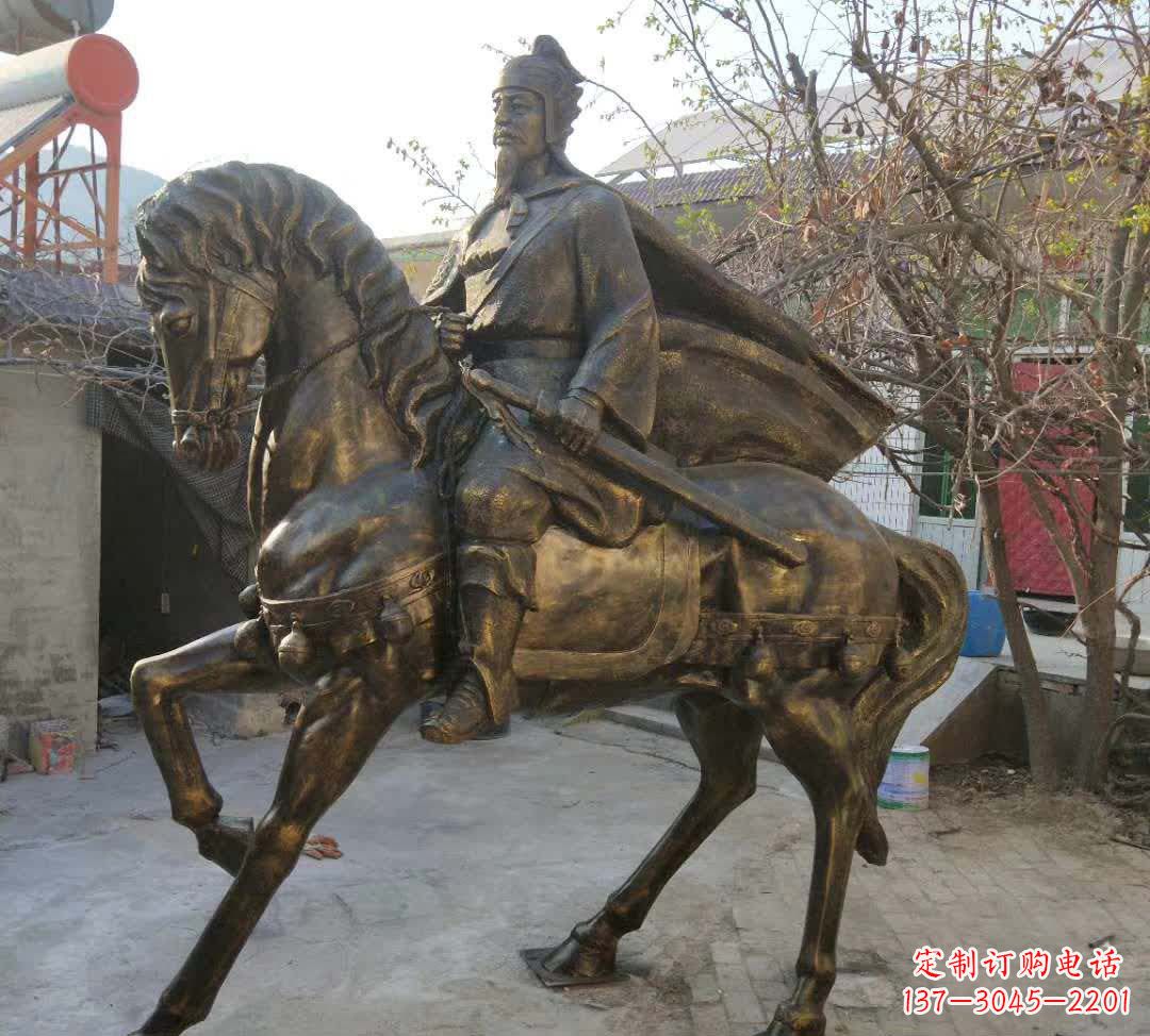 济南古典风格骑马人物铜雕塑