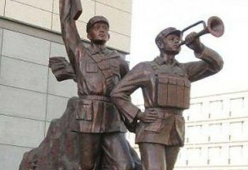 济南革命精神熠熠冲锋号铜雕