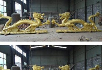 济南古典传统双龙戏珠铜雕塑
