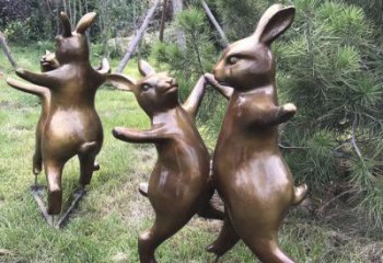济南铜雕奔跑兔子动物雕塑