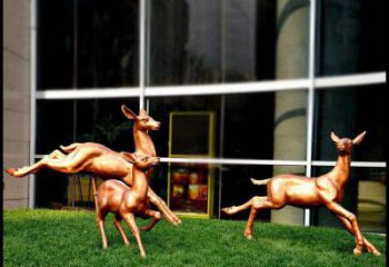 济南精美青铜动物雕塑——小鹿奔跑